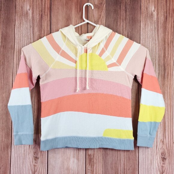 Faherty Soleil Hoodie Womens Size Medium Sunrise Pullover Cotton - Picture 1 of 15